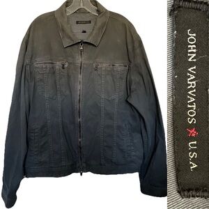 JOHN VARVATOS Star USA Grey DENIM Zip Front JACKET Size XXL